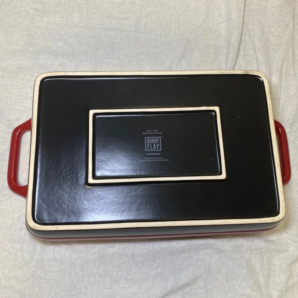 Bobby Flay Stoneware 8x12 Rectangular Baking Dish Red Casserole Baker